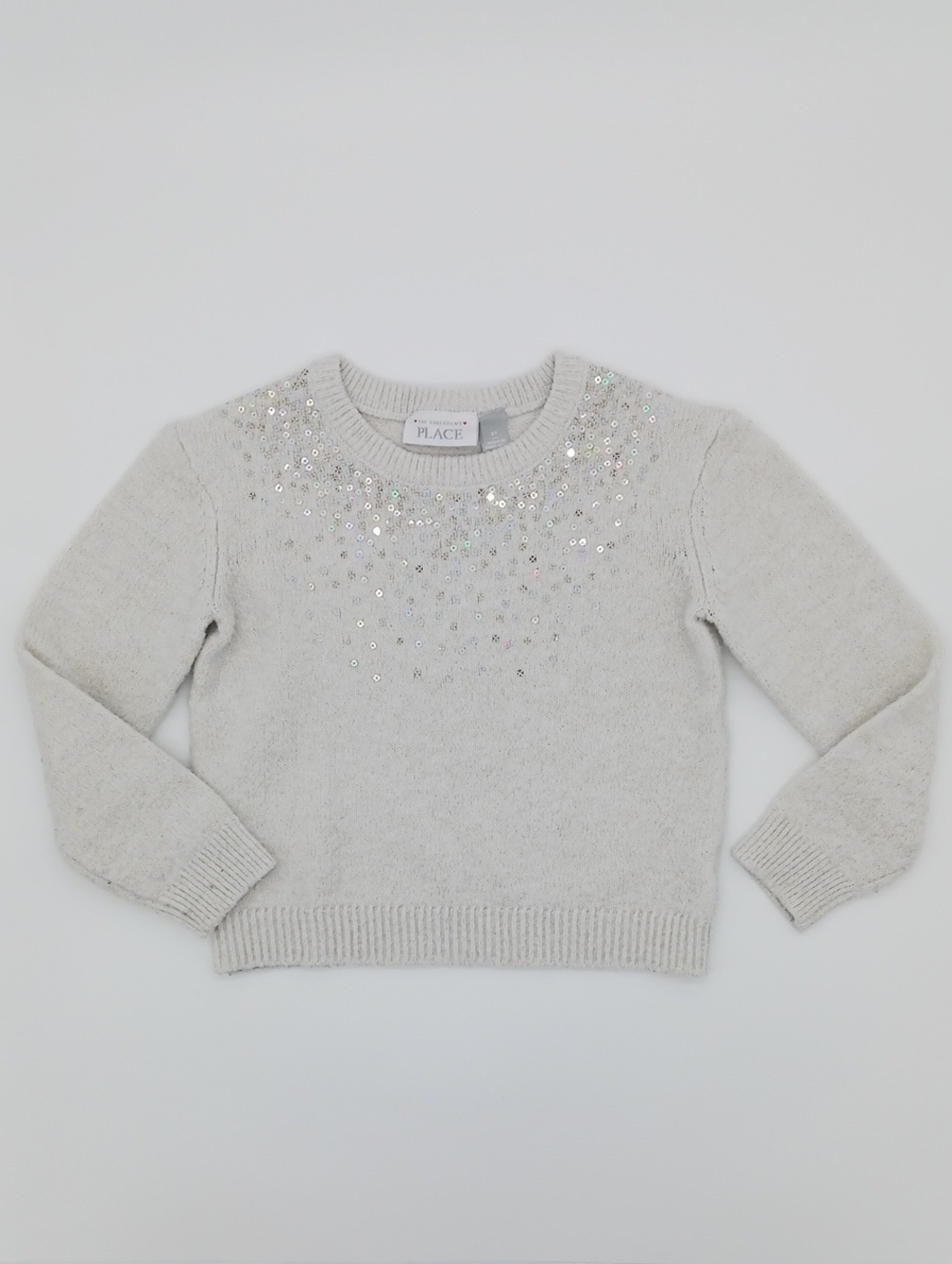 The Children's Place White Sweater with Sequins Along Neckline (5T)
